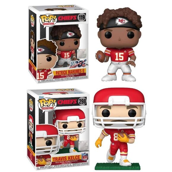 Patrick Mahomes / Travis Kelce (Chiefs) NFL Funko Pop! Combo (2) - Picture 1 of 1